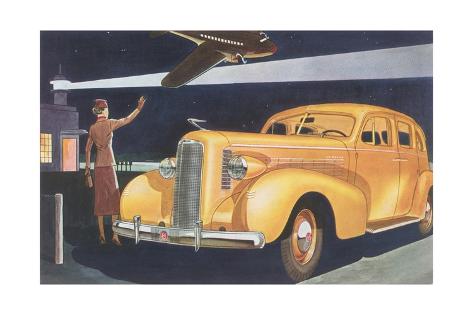 Giclee Print: Automobile at the Airport: 24x16in