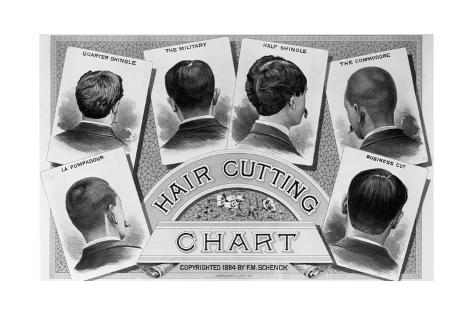 Giclee Print: Hair Cutting Chart by F.M. Schenk: 24x16in