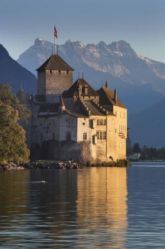 Photographic Print: The Castle of Chillon, on Lake Geneva, Montreux, Canton Vaud, Switzerland, Europe by Angelo Cavalli: 24x16in