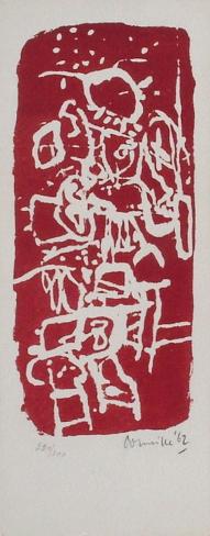 Limited Edition: Carte de voeux 1963 by Guillaume Corneille: 12x5in