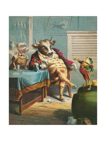 Art Print: Aesop's Fables, the Ox and the Frogs: 24x18in