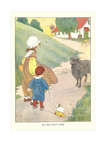 Art Print: Baa, Baa, Black Sheep: 24x18in