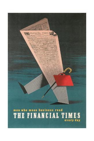 Art Print: Walking Newspaper, Financial Times: 24x16in