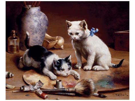 Art Print: Playful Kittens by Carl Reichert: 24x32in