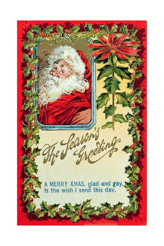 Giclee Print: A Merry Christmas Glad and Gay, Victorian Christmas Postcard: 24x16in