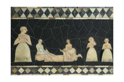 Giclee Print: Inlaid Mother of Pearl and Ivory Depicting Sacrifice of Ram, from Mari, Syria: 24x16in