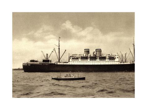 Giclee Print: Hapag, Dampfer Hamburg, Modellboot, D. Bartsch: 24x18in
