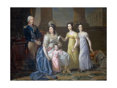Giclee Print: Family Portrait of Victor Emmanuel I of Savoy: 24x18in