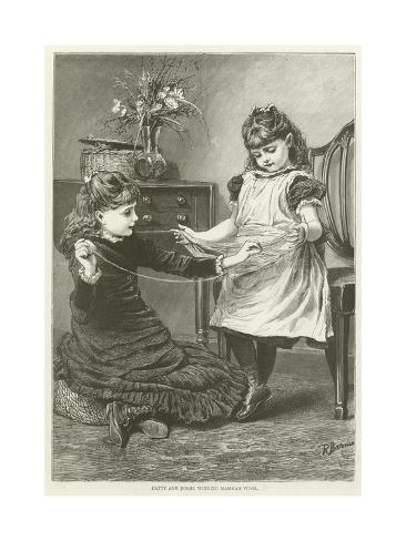 Giclee Print: Patty and Jessie Winding Mamma's Wool: 24x18in