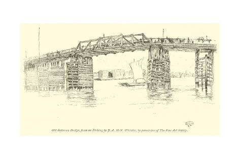 Giclee Print: Old Battersea Bridge by James Abbott McNeill Whistler: 24x16in