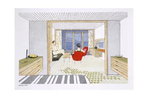 Giclee Print: A Veranda Cabin Aboard the SS Oriana, from a Promotional Brochure: 24x16in