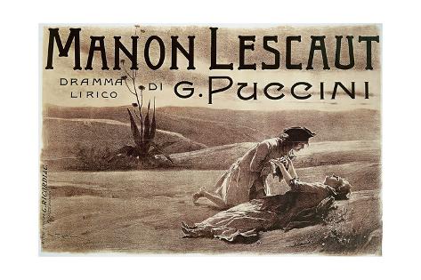 Giclee Print: Poster for Manon Lescaut, Opera: 24x16in
