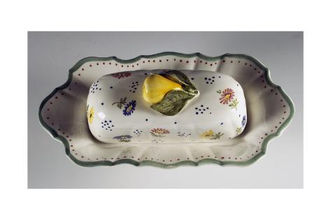 Giclee Print: Butter Dish Decorated with Flowers and Applied Fruit Handle: 24x16in