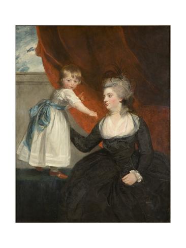 Giclee Print: The Honourable Frances Courtenay, Lady Honywood and Her Daughter, 1784 by Sir Joshua Reynolds: 24x18in