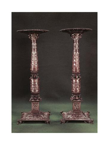 Giclee Print: Pair of Engraved Pewter Candelabra from Chateau D'Ecouen: 24x18in