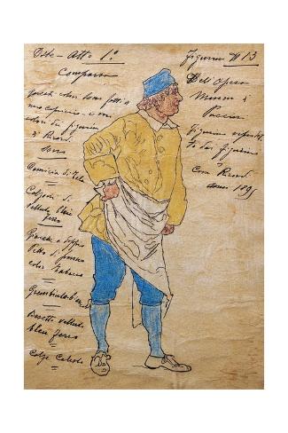 Giclee Print: Costume Sketch for Role of Innkeeper in Premiere of Opera Manon Lescaut by Giacomo Puccini: 24x16in