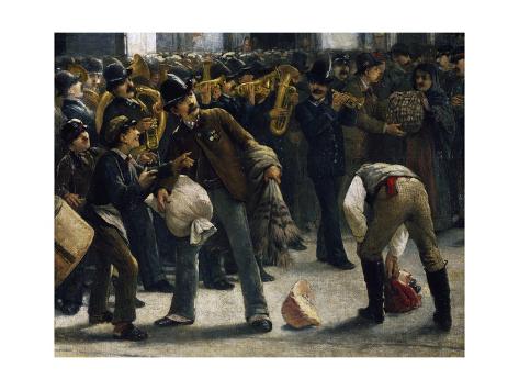 Giclee Print: Benefit Walk for Verone Flood, December 24, 1882 Along Corso Garibaldi in Milan by Giacomo Campi: 24x18in