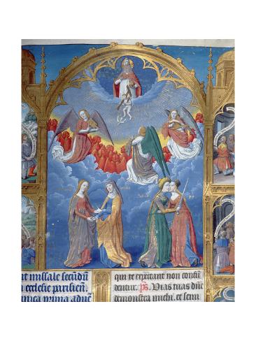 Giclee Print: Ms 412 the Trinity Surrounded by Three Angels and Below Them Personifications of Mercy and Truth by Jean Fouquet: 24x18in