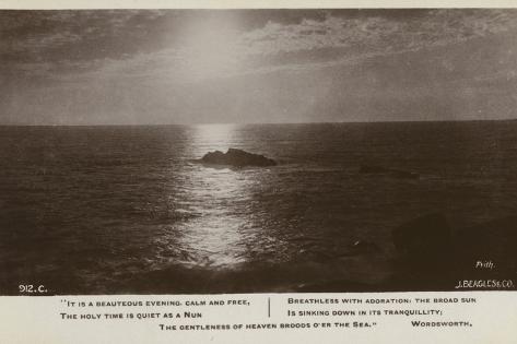 Photographic Print: Seascape and Excerpt from it Is a Beauteous Evening by William Wordsworth: 24x16in