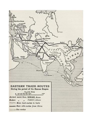 Giclee Print: Eastern Trade Routes During the Period of the Roman Empire, from 'The Quest for Cathay' by Sir Percy Sykes: 24x18in