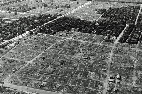 Photographic Print: A View of Some of the Damage in Tokyo after an Incendiary Bombing, Japan, 1945: 24x16in