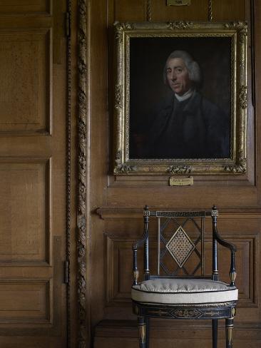 Photographic Print: Interior with a Portrait of Capability Brown by Nathaniel Dance, Burghley House: 24x18in