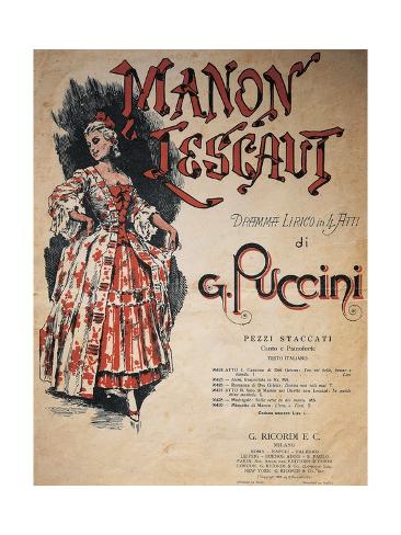 Giclee Print: Small Calendar Illustrating Scenes from Manon Lescaut, Opera by Giacomo Puccini: 24x18in