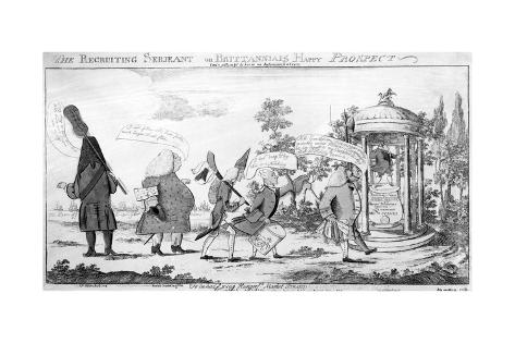 Giclee Print: The Recruiting Sergeant or Britannia's Happy Prospect, 1757: 24x16in