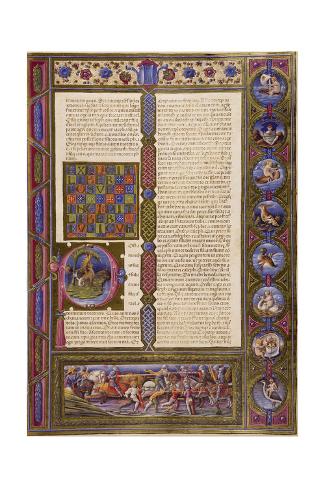 Giclee Print: Incipit from Book of Judges, from Volume I of Bible of Borso D'Este: 24x16in