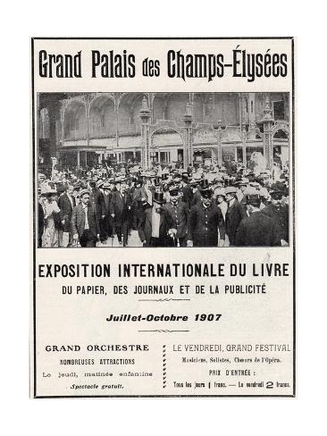 Giclee Print: Poster for the Exposition Internationale Du Livre at the Grand Palais, 1907: 24x18in