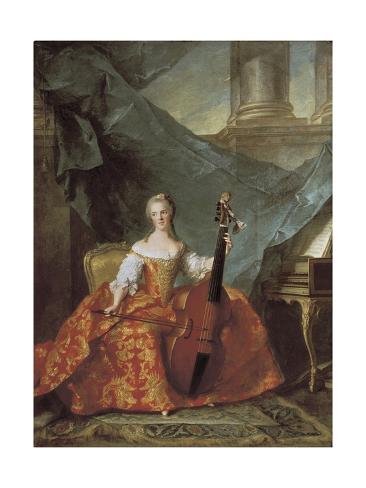 Art Print: Anne Henriette De France Playing a Viola Da Gamba by Jean Marc Nattier: 24x18in