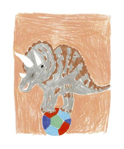 Art Print: Triceratops Balance by Katrien Soeffers: 12x10in