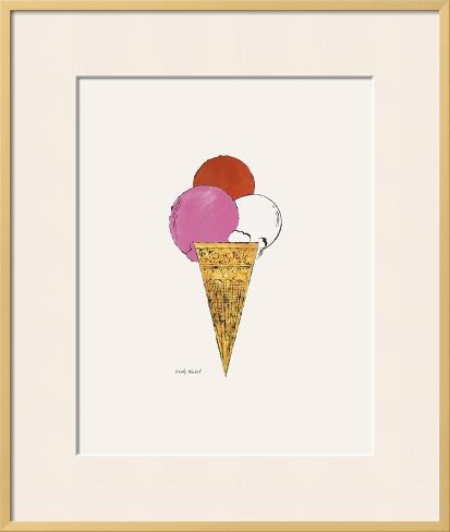 Framed Art Print: Ice Cream Dessert, c. 1959 (red, pink, and white) by Andy Warhol: 19x16in