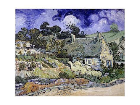 Giclee Print: Thatched Cottages at Cordeville, Auvers-Sur-Oise by Vincent Van Gogh : 16x12in