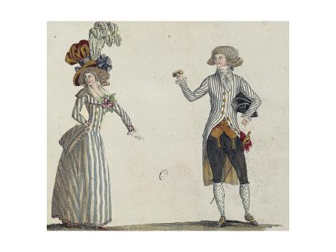 Giclee Print: Fashion Plate Depicting Directory Period Clothes, Engraving, 1798: 24x18in