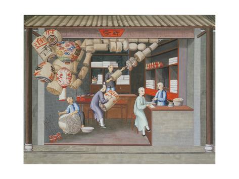 Giclee Print: Scene in a Chinese Lantern Shop: 24x18in