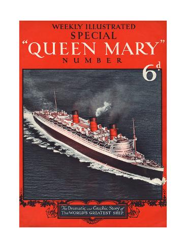 Giclee Print: Front Cover of Weekly Illustrated Magazine - Queen Mary (Steamship) Special Issue: 24x18in