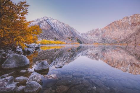 Photographic Print: Morning Reflections in Autumn at Convict Lake by Vincent James: 24x16in