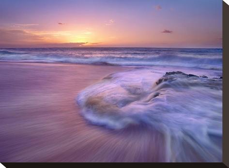 Stretched Canvas Print: Sandy beach at sunset, Oahu, Hawaii by Tim Fitzharris: 12x16in
