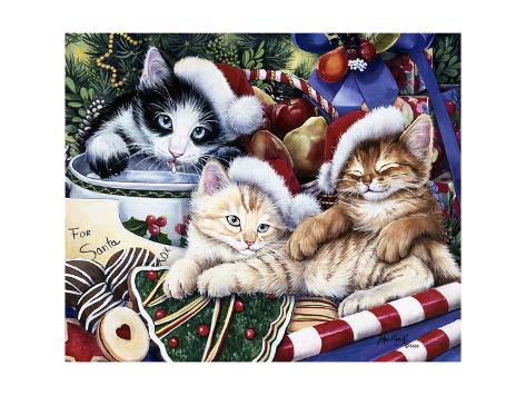 Giclee Print: Meowy Christmas 2 by Jenny Newland: 24x18in