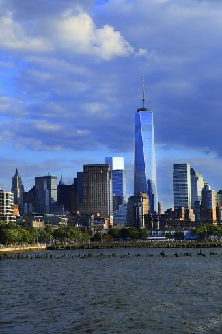 Photographic Print: Downtown View with the Freedom Tower from the Hudson River Greenway by Stefano Amantini: 24x16in