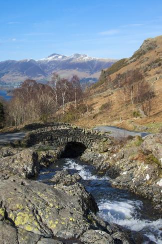 Photographic Print: Ashness Bridge Overlooking Lake Derwentwater and Skiddaw, Keswick, Northern Lakes by James Emmerson: 24x16in