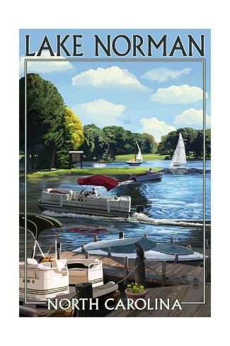 Art Print: Lake Norman, North Carolina - Boating Scene by Lantern Press: 24x16in