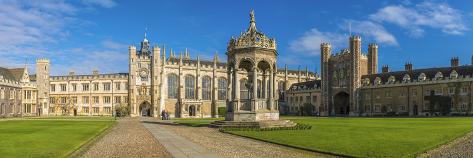 Photographic Print: Uk, England, Cambridge, University of Cambridge, Trinity College, Great Court and Fountain by Alan Copson: 42x14in