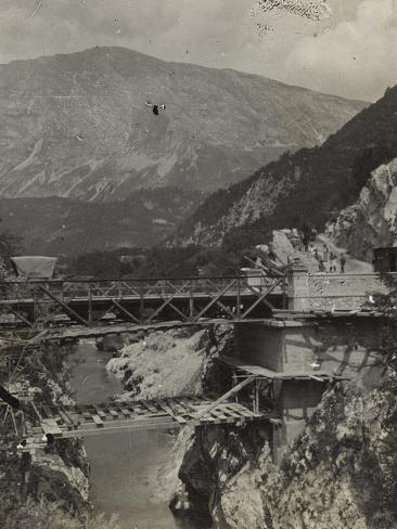 Photographic Print: Bridge over the River Isonzo in Caporetto During the First World War by Luigi Verdi: 24x18in
