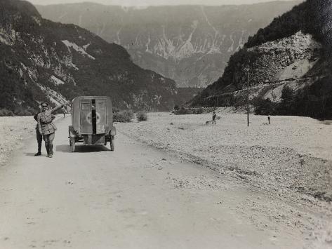 Photographic Print: Military Ambulance on the Riverbed of the River Natisone in Cividale During the First World War by Luigi Verdi: 24x18in