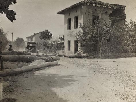 Photographic Print: Rubble and Barricade in Mossa During the First World War by Luigi Verdi: 24x18in