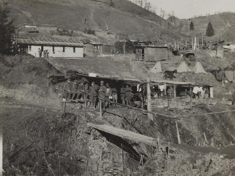 Photographic Print: Military Barracks and Kitchens in the Valley Doblar During the First World War by Luigi Verdi: 24x18in