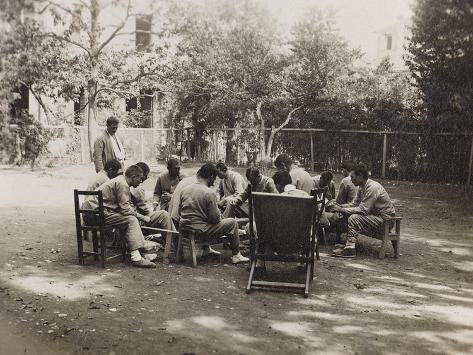 Photographic Print: Wounded Soldiers During the First World War to Play Bingo in the Garden of the Hospital by Luigi Verdi: 24x18in