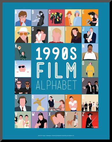 Mounted Print: 1990s Film Alphabet - A to Z by Stephen Wildish: 14x11in